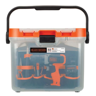 BLACK+DECKER 20V MAX* Taladro Herramienta de Mano y Accesorio Kit de Proyecto para el Hogar - BCKSB62C1 Foto 1 de 4