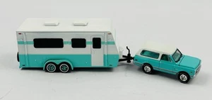 Johnny Lightning Truck And Trailer - 1970 Chevy Blazer With Camper (Loose) - Picture 1 of 5