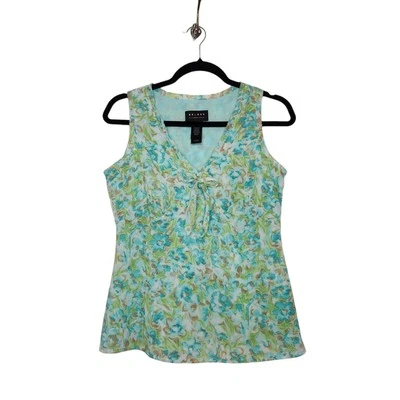 Vintage y2k Axcess 4 Floral Tank Top Sleeveless Layered Zip Fairy Whimsy Mermaid - Image 1 of 4