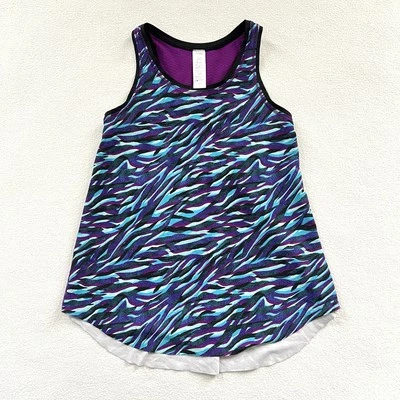 Ivivva By Lululemon Tiger Black Blue Purple Print Train With Strength Tank Top 6 - Image 1 of 4