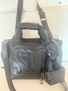 NUEVO CON ETIQUETAS BOLSO BANDOLERA STEVE MADDEN BDAYTON TOTE SATCHEL CON MINI MONEDERO NEGRO - Imagen 1 de 5