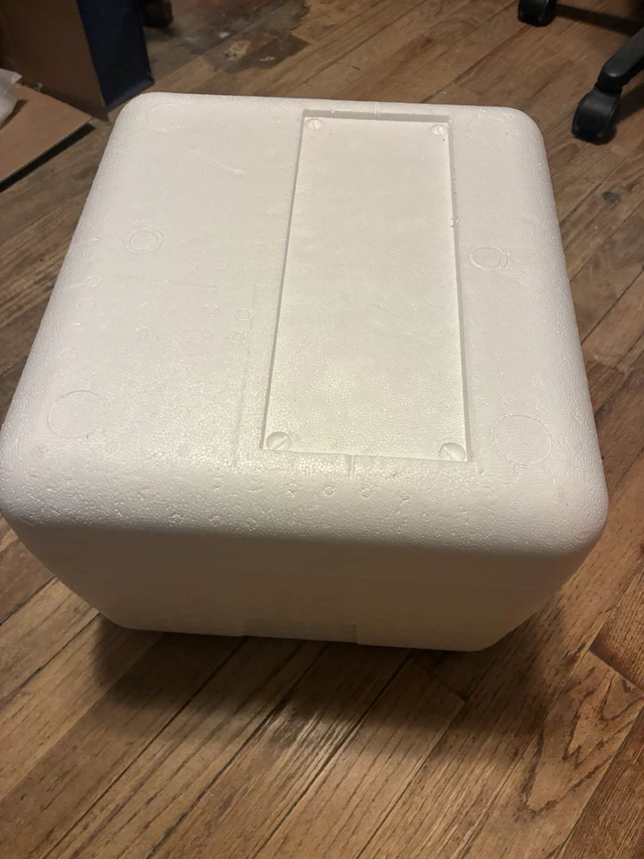 Styrofoam shipping box 15” x 14” x 11” outside dimensions.  See description. - Image 1 of 1