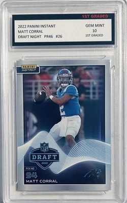 MATT CORRAL 2022 PANINI INSTANT DRAFT NIGHT 1ST GRADED 10 ROOKIE CARD PANTHERS - Image 1 of 2