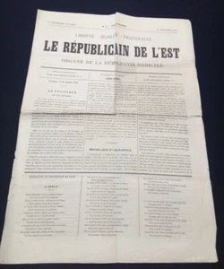 Le Républicain de L'Est - Imprimé a Strasbourg pendant le siège de 1870 - N. 2 - Picture 1 of 4