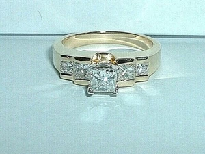 14K GELBGOLD PRINZESSIN DIAMANT VERLOBUNGSRING - Bild 1 von 7