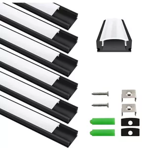 6 Pack LED Aluminium Channel Profile 3.3ft Extrusion Diffuser Strip Lights Cover - Picture 1 of 12