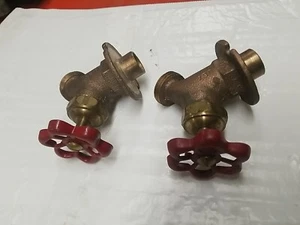 Paar massive Messing Schlauch Latz Zapfen 1/2" weiblich Schweiß mit Nagelflansch HERGESTELLT IN DEN USA - Bild 1 von 2