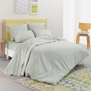 Bluebellgray Nessa Reversible Full/Queen Duvet Cover Set, Color Mint 100% Cotton - Picture 1 of 4