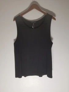 Camiseta sin mangas Eileen Fisher negra cuello redondo 100 % seda elástica negra talla XL NUEVA CON ETIQUETAS $98 - Imagen 1 de 12