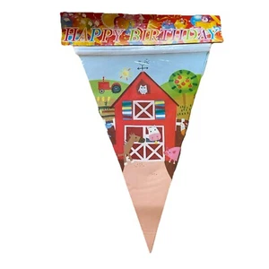 Farm Theme Triangular Pull Flag Hanging Banner Party Bunting Birthday Decoration - Picture 1 of 1