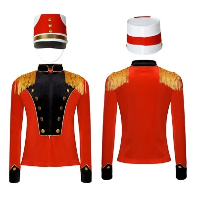 Unisex Kids Uniform Drum Band Jacket Zipper Playwear Halloween Teamwear Velvet - Image 1 of 3