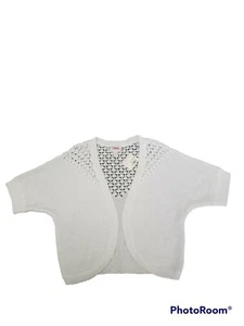 Justice Girl 12/14 White Open Front Cropped Shrug 0462 - Picture 1 of 5
