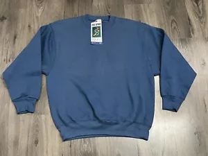 Vintage Sweatshirt 90s Pro Spirit Blank Plain Crewneck Blue Large NWT USA - Picture 1 of 5