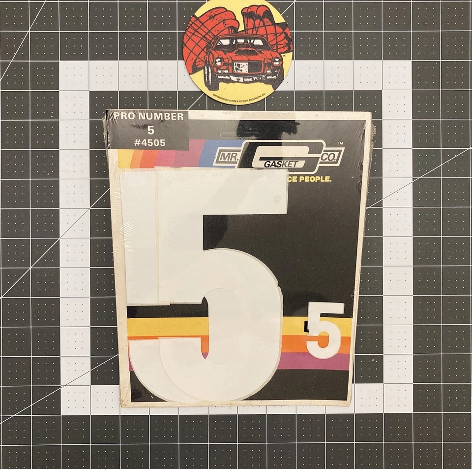MR GASKET 4505 #5 White Pro Racing Number Decal VINTAGE 70s HTF Day 2 Drag B11 Foto 1 de 1