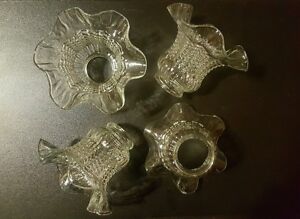Universal Ceiling Fan Light Kit Glass Crystal Clear Crimp Set of 4 Globes Shades