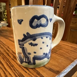 Vintage M A Hadley Mug Coffee Cup Farm Polka Dot Pig Scene  The End 8 OZ Mug - Picture 1 of 12