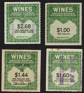 HICK GIRL UNITED STATES INTERNAL REVENUE WINES X4 VALUES $1, 2.68, 1.44, 1.604/5
