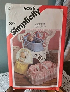 Simplicity 6056 Sewing Pattern Baby Doll Carrier Basket Bunting uncut 1980's - Picture 1 of 5