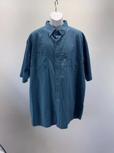 Key Shirt Mens XLT Teal Ripstop Short Sleeve Button Down 100% Cotton Casual Work - Picture 1 of 12