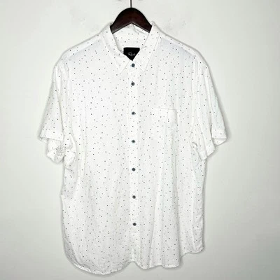 Rails Men Carson Triangle Geo Print Button Up Short Sleeve Linen Blend Shirt XL - Image 1 of 4