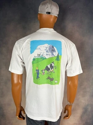 Винтажная оловянная белая футболка 90-х Switzerland Alpe The Adventure Merch размер L - Изображение 1 из 4