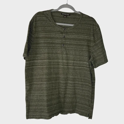 Camiseta Henley de algodón manga corta Michael Kors para hombre talla XL verde jaspeado Foto 1 de 4