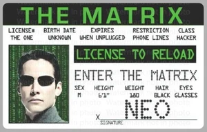 Neo The Matrix Phone Line Hacker Keanu Reeves License Card Novelty ID - Picture 1 of 1