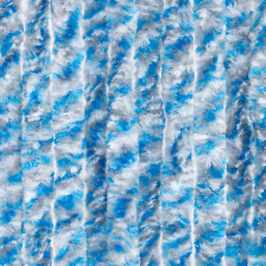 Flauschvorhang Chenille 90 x 220 cm blau grau weiß Türvorhang Fliegenschutz 