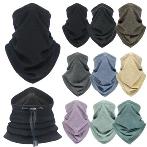 Winter Fleece Neck Warmer Gaiter Windproof Scarf Drawstring Face Mask Men Women - Picture 1 of 58