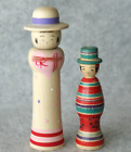 Mignonnes poupées traditionnelles japonaises Nanbu Kokeshi signées Izumi Tayama