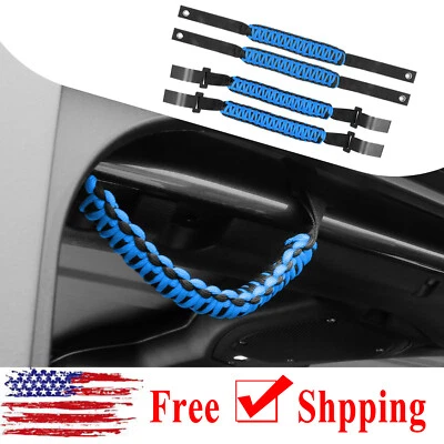 4PCS Polyester Blue Roll Bar Grab Grip Handle For 2024+ Jeep Wrangler JL 4Door - Image 1 of 4