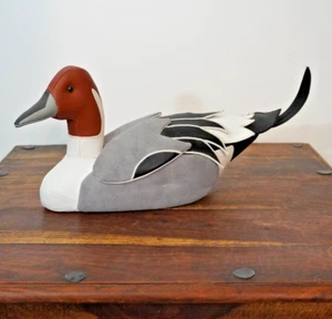 De colección Lynda Cox Arte Popular 16" Pintail Cosido Gamuza Cuero Pato Señuelo Tope de Puerta - Imagen 1 de 15
