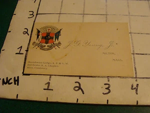 vintage original paper: MACEDONIAN LODGE CARD Dorchester MA chpt J. G. Young Jr - Picture 1 of 2