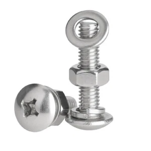 Truss Head Screws+Hex Nut, Flat & Spring Washers Stainless Steel M2 2.5 3 4 Set  - Picture 1 of 5