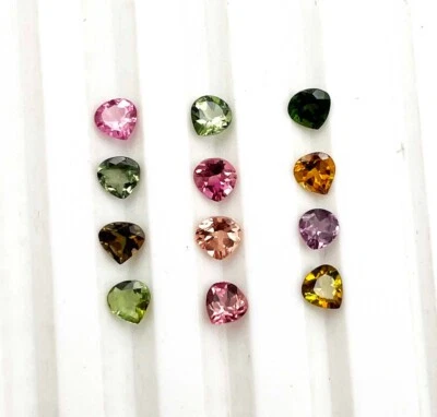 Natural Multi Tourmaline Heart Cut Loose Gemstone Lot 26 Pcs 3.50 MM 4 CT - Image 1 of 4