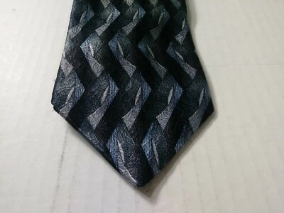 Corbata de cuello geométrica gris Haggar Collections para hombre 100 % seda hecha en EE. UU. Foto 1 de 4