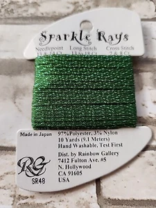 Rainbow Gallery Sparkle Rays SR48 Dark Christmas Green 10 Yards Needlework - Picture 1 of 3