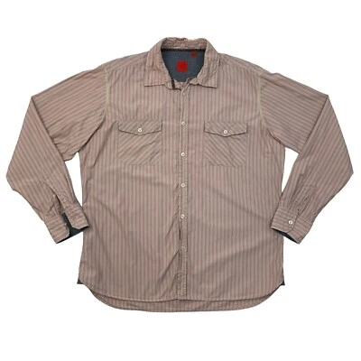 Saks Fifth Avenue Shirt Mens L Large Pale Terracotta Button Up Striped Cotton Foto 1 de 4