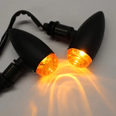 2x Bernstein Schwarz Bullet Motorrad Blinker Licht Für Scooter Cruiser Chopper - Bild 1 von 4