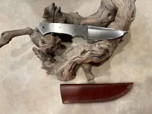 8.5". Custom HAND MADE D-2 TOOL STEEL CAPING BLADE KNIFE BLANK BLADE w/SHEATH - Picture 1 of 3