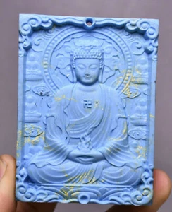 8CM Old Tibet turquoise Shakyamuni Sakyamuni Amitabha Buddha Amulet pendant  - Picture 1 of 5