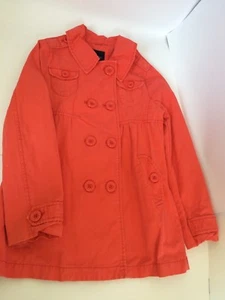 GAP KIDS Girls Double Breasted Orange Button Trench Coat Jacket Size M Medium 8 - Picture 1 of 3