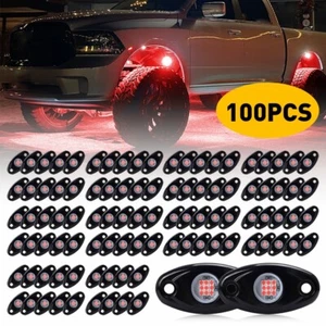 Kit de 100 Pod Rock LED debajo de la carrocería luz roja resplandeciente coche para ATV Jeep SUV camión EE. UU. - Imagen 1 de 13