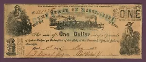 1862 Stato del Mississippi, Jackson, MS $1 banconota obsoleta n.187035 CR25 (60533) - Foto 1 di 2