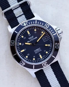 Reloj de buceo automático Glycine Combat Sub GL0083 esfera negra + pulsera OEM equipada - Imagen 1 de 22