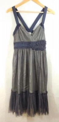 Новый MOULINETTE SOEURS для ANTHROPOLOGIE платье размер 4 серый Net шелк кружева отделки - Изображение 1 из 4
