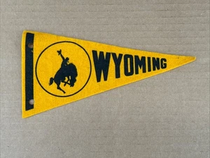 Small Vintage WYOMING Bucking Bronco Felt Pennant - Picture 1 of 4