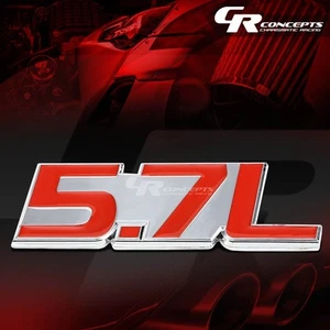 3M TAPE ON AUTO BODY METAL EMBLEM LOGO TRIM BADGE POLISHED CHROME RED 5.7L 5.7 L - Picture 1 of 2
