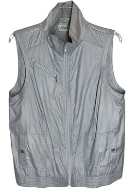 Chicos Chaqueta de Golf Chaleco Talla 2 L Gris Plateado Cierre de Cremallera Frontal Sin Mangas Foto 1 de 4
