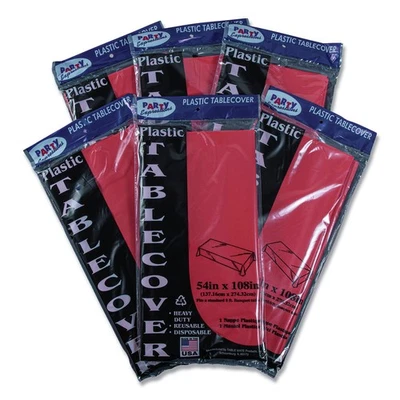 Tablemate 549RD Plastic 54" x 108" Table Set Rectangular Table Cover (6/PK) New - Image 1 of 4